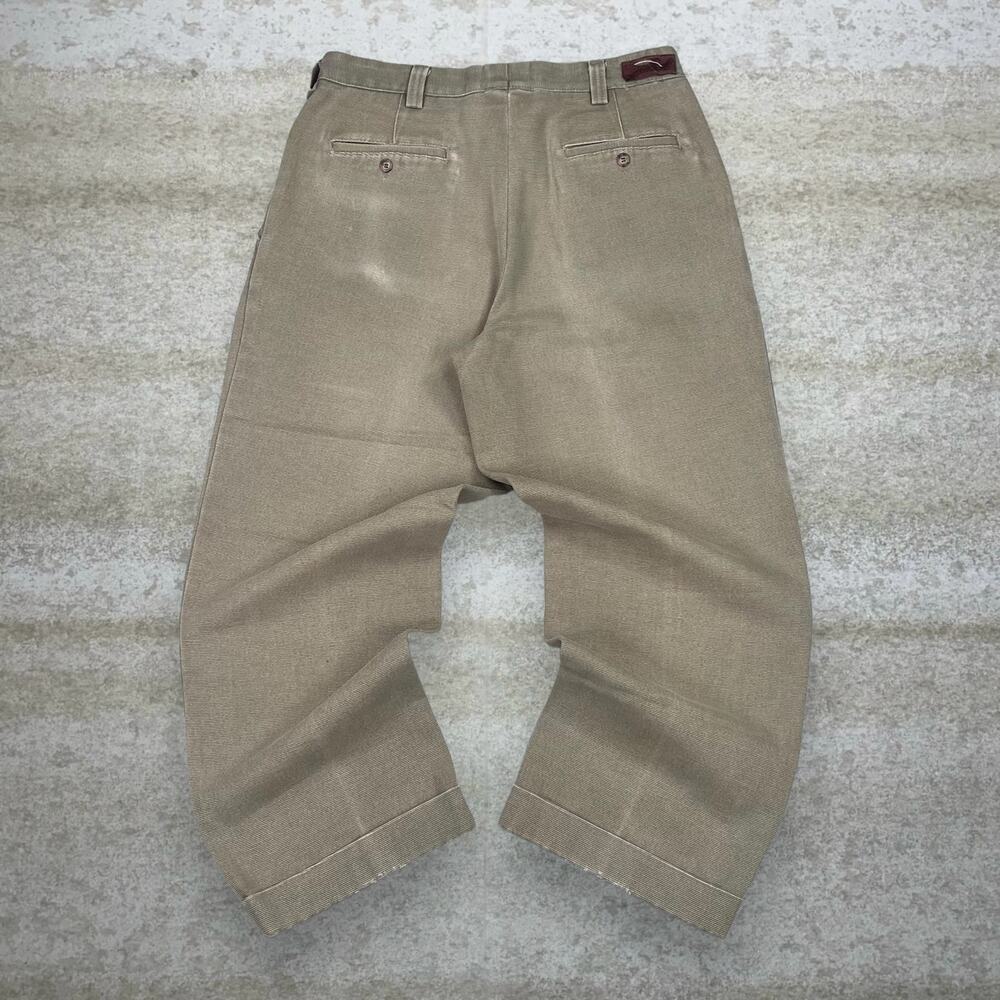 Vintage 90s Dress Pants 34x30 Baggy Wide Leg Fit Tan Canvas Heavy Duty